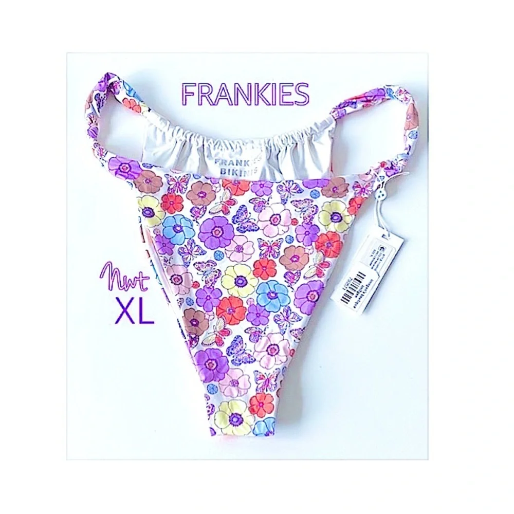 Frankie’s bikini bottoms high leg stretch side pastel mariposa pinks NWT xl
